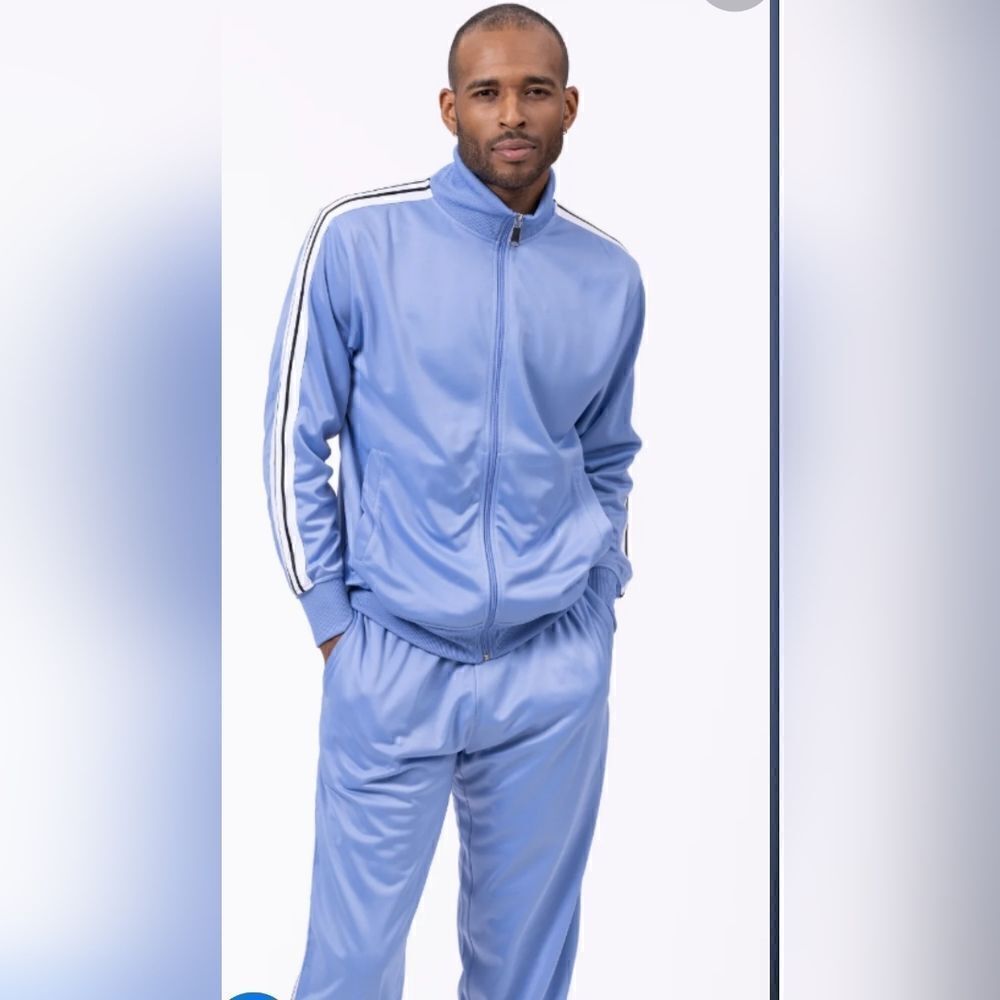 MEN'S MONTIQUE CAROLINA 2 PIECE SPORT TRACK SUIT WITH TRIPLE SIDE STRIPE. JS27.